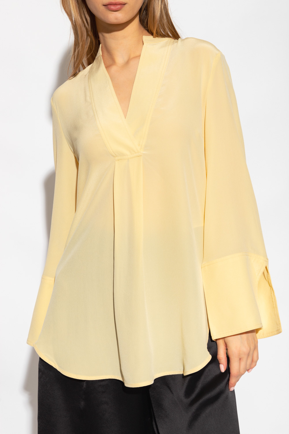 Yellow Flaiy silk top By Malene Birger Vitkac GB